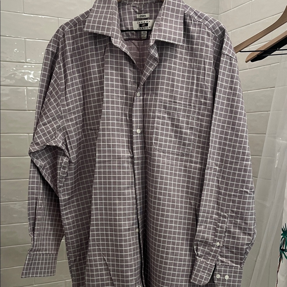 Joseph Abboud Men's Maroon Plaid Button Down Shirt